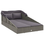 HKH Espreguiçadeira C/ Teto Dobrável 200x114x128 Cm Vime Pe Cinza - Cinzeto