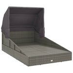 HKH Espreguiçadeira C/ Teto Dobrável 200x114x128 Cm Vime Pe Cinza - Cinzeto