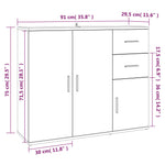 Aparador clásico HKH de madera DM de 91 x 29,5 x 75 cm - blanco