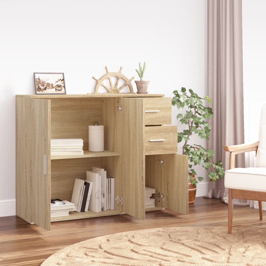 Aparador clásico HKH de madera de ingeniería de 91 x 29,5 x 75 cm - Roble Sonoma