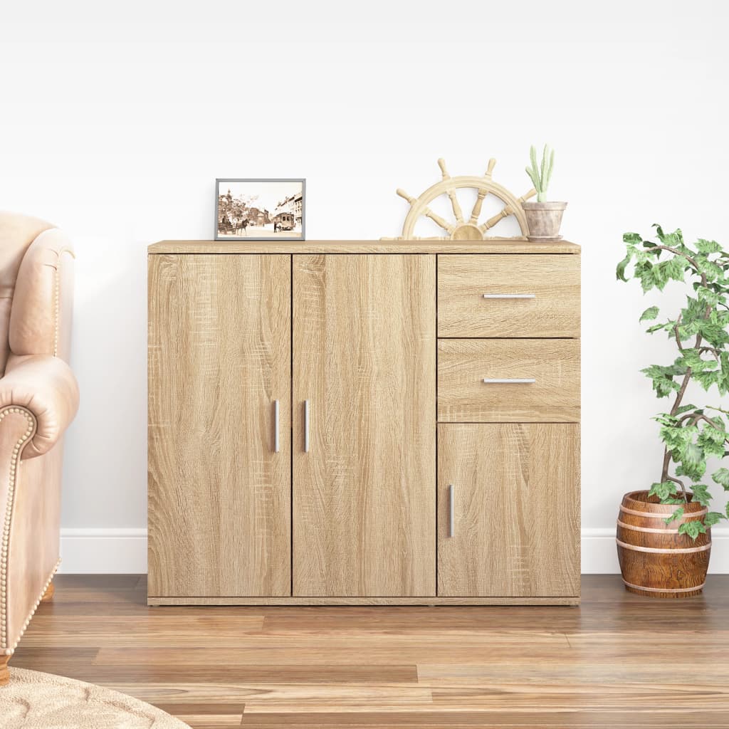 Aparador clásico HKH de madera de ingeniería de 91 x 29,5 x 75 cm - Roble Sonoma
