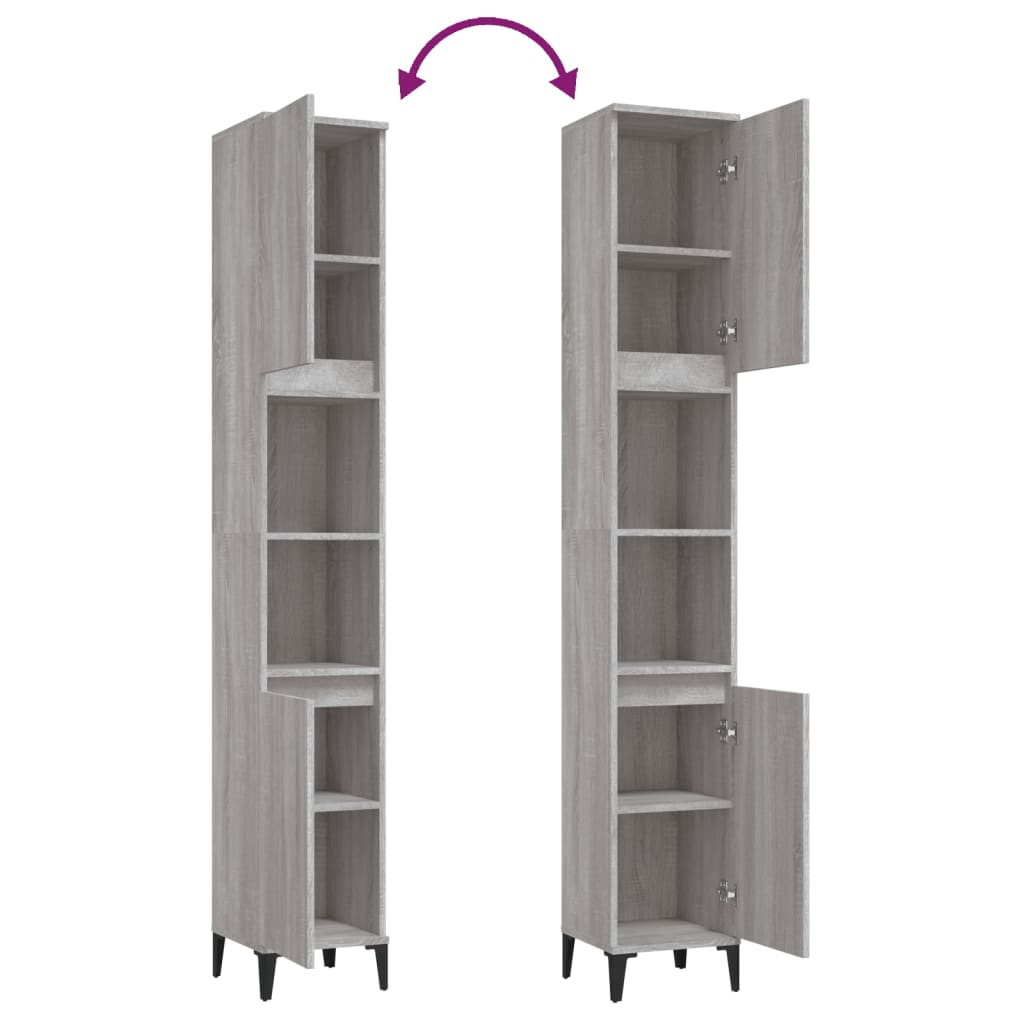 HKH Mueble de baño Sonoma - 30x30x190 cm - Gris