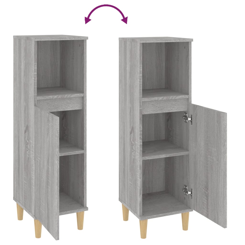 HKH Armario de Baño Sonoma - 30x30x100 Cm - Gris