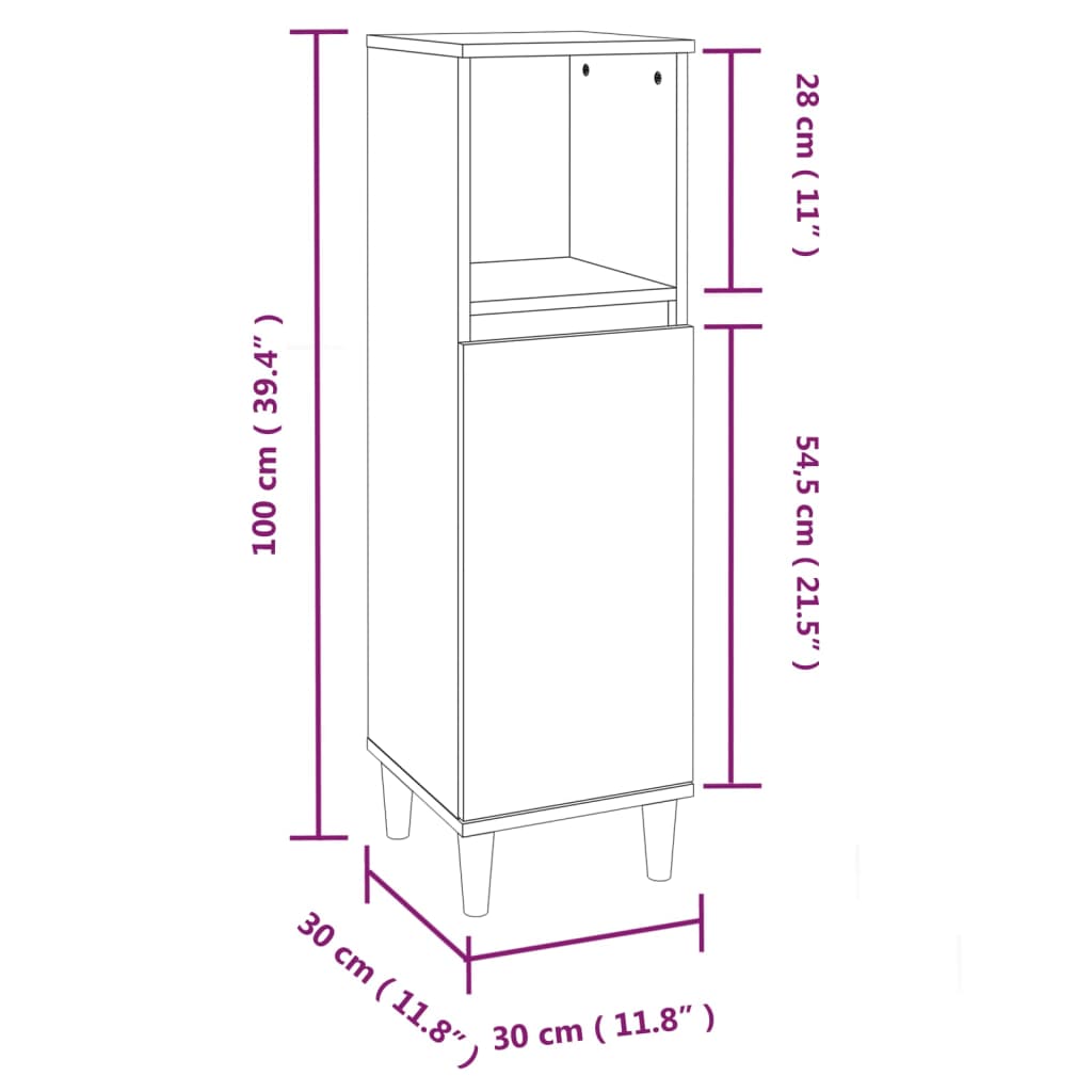 HKH Armario de Baño Sonoma - 30x30x100 Cm - Gris
