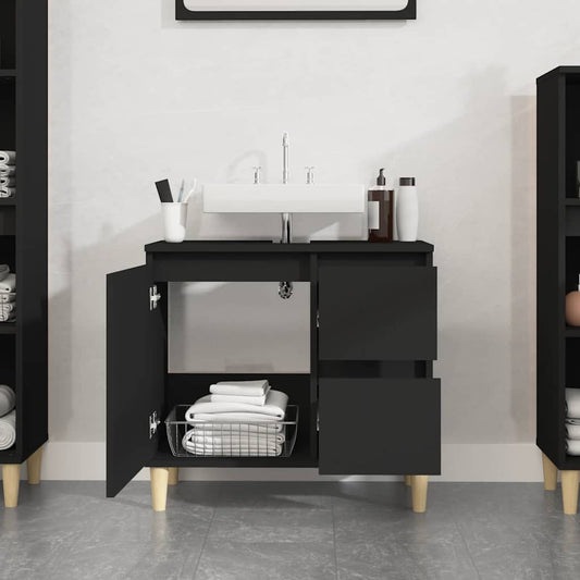 HKH Armário de Casa de Banho - 65x33x60cm - Preto