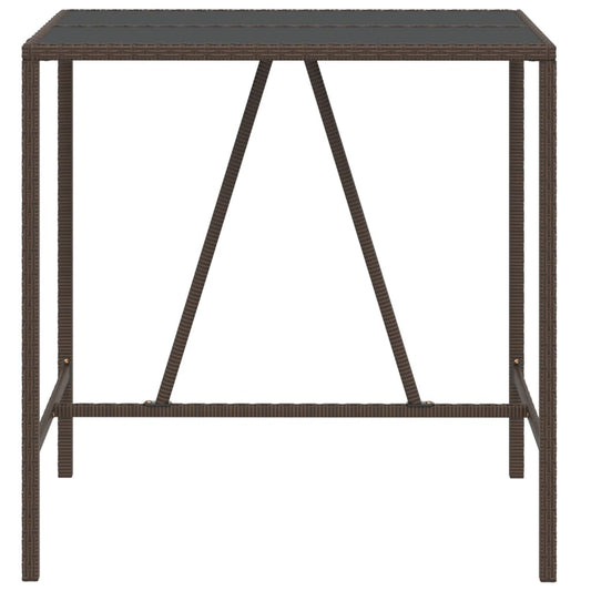 HKH Mesa de Bar com Tampo de Vidro Vime Pe Castanho - Marrom