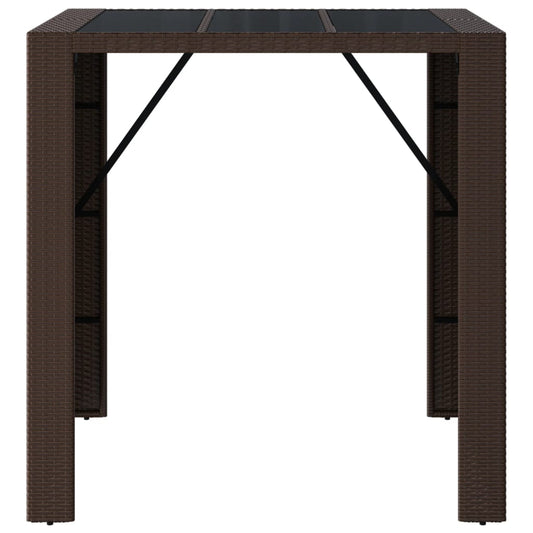 HKH Mesa de Bar com Tampo de Vidro Vime Pe Castanho - Marrom