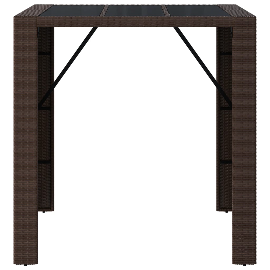 HKH Mesa de Bar com Tampo de Vidro Vime Pe Castanho - Marrom