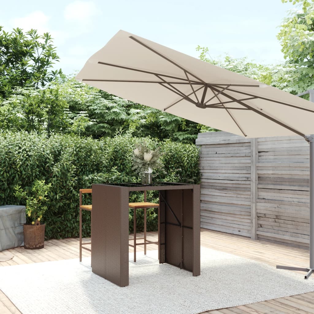 HKH Mesa de Bar com Tampo de Vidro Vime Pe Castanho - Marrom