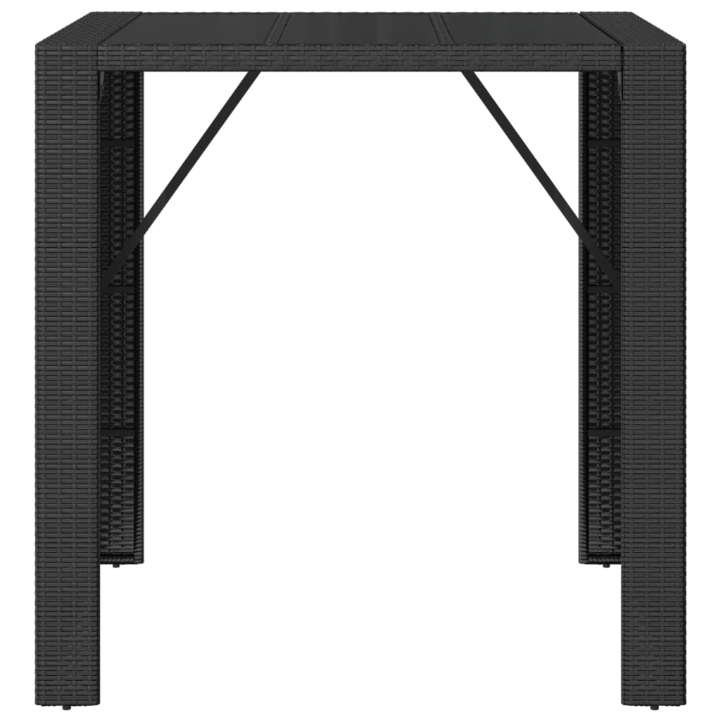 HKH Mesa de Bar com Tampo de Vidro Vime Pe - Preto