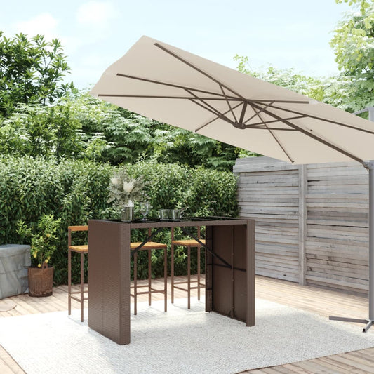 HKH Mesa de Bar com Tampo de Vidro Vime Pe Castanho - Marrom