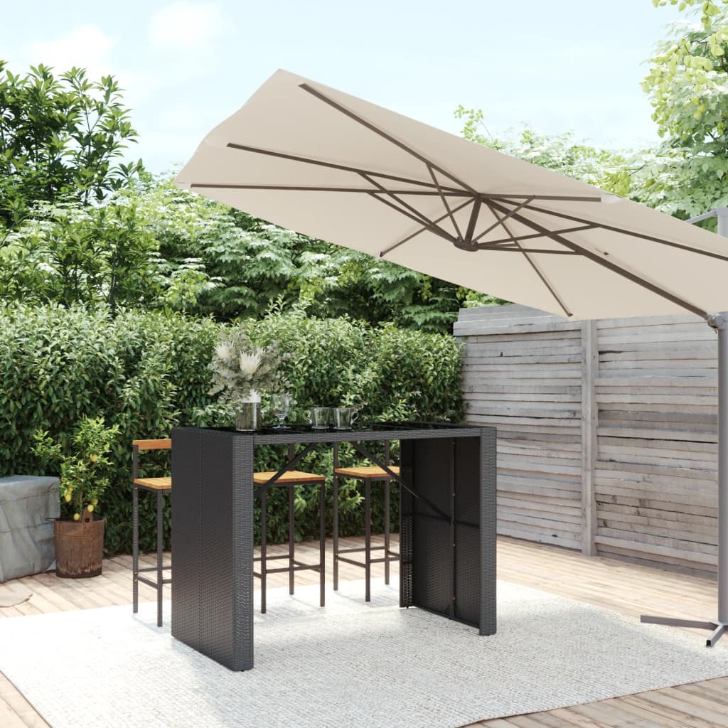 HKH Mesa de Bar com Tampo de Vidro Vime Pe - Preto