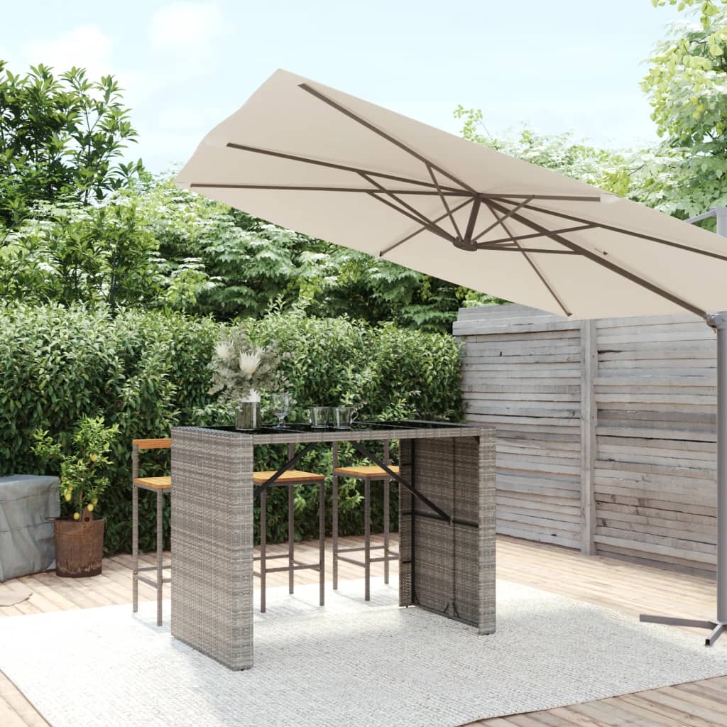 HKH Mesa de Bar com Tampo de Vidro Vime Pe - Cinzento