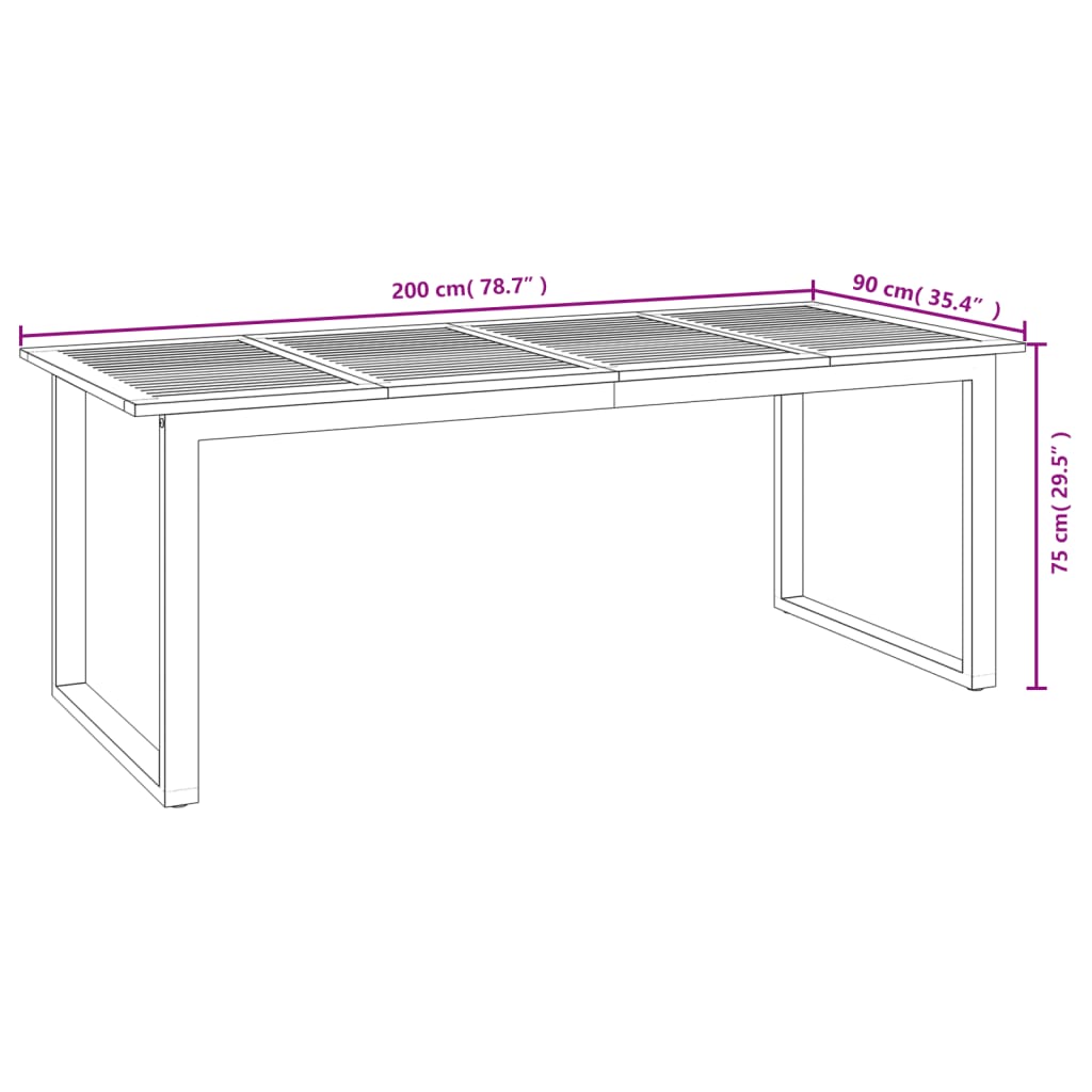 HKH Mesa Jardim C/ Pernas em Forma de U Acácia Maciça - Marrom