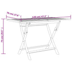 HKH Mesa de Jardim Dobrável 120x70x75 Cm Teca Maciça Cinzento - Marrom