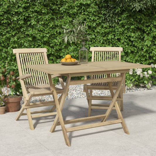 HKH Mesa de Jardim Dobrável 120x70x75 Cm Teca Maciça Cinzento - Marrom