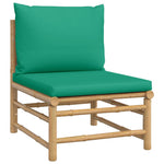 HKH 4 Pcs Conjunto Lounge de Jardim Bambu C/ Almofadões Verdes - Marrom