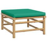 HKH 4 Pcs Conjunto Lounge de Jardim Bambu C/ Almofadões Verdes - Marrom