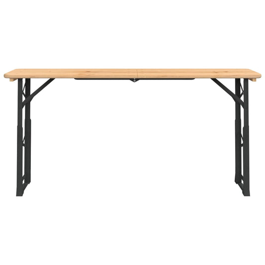 HKH Mesa de Cerveja Dobrável 170x50x75/105 Cm Madeira Abeto Maciça - Marrom