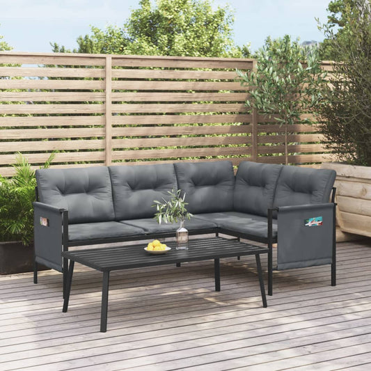 HKH 2 Pcs Conjunto Lounge de Jardim Aço - Antracite