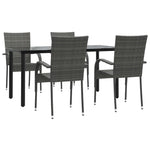 HKH 5 Pcs Conjunto de Jantar P/ Jardim Vime Pe Cinzento - Cinzeto