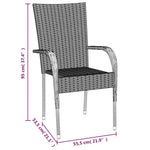 HKH 5 Pcs Conjunto de Jantar P/ Jardim Vime Pe Cinzento - Cinzeto