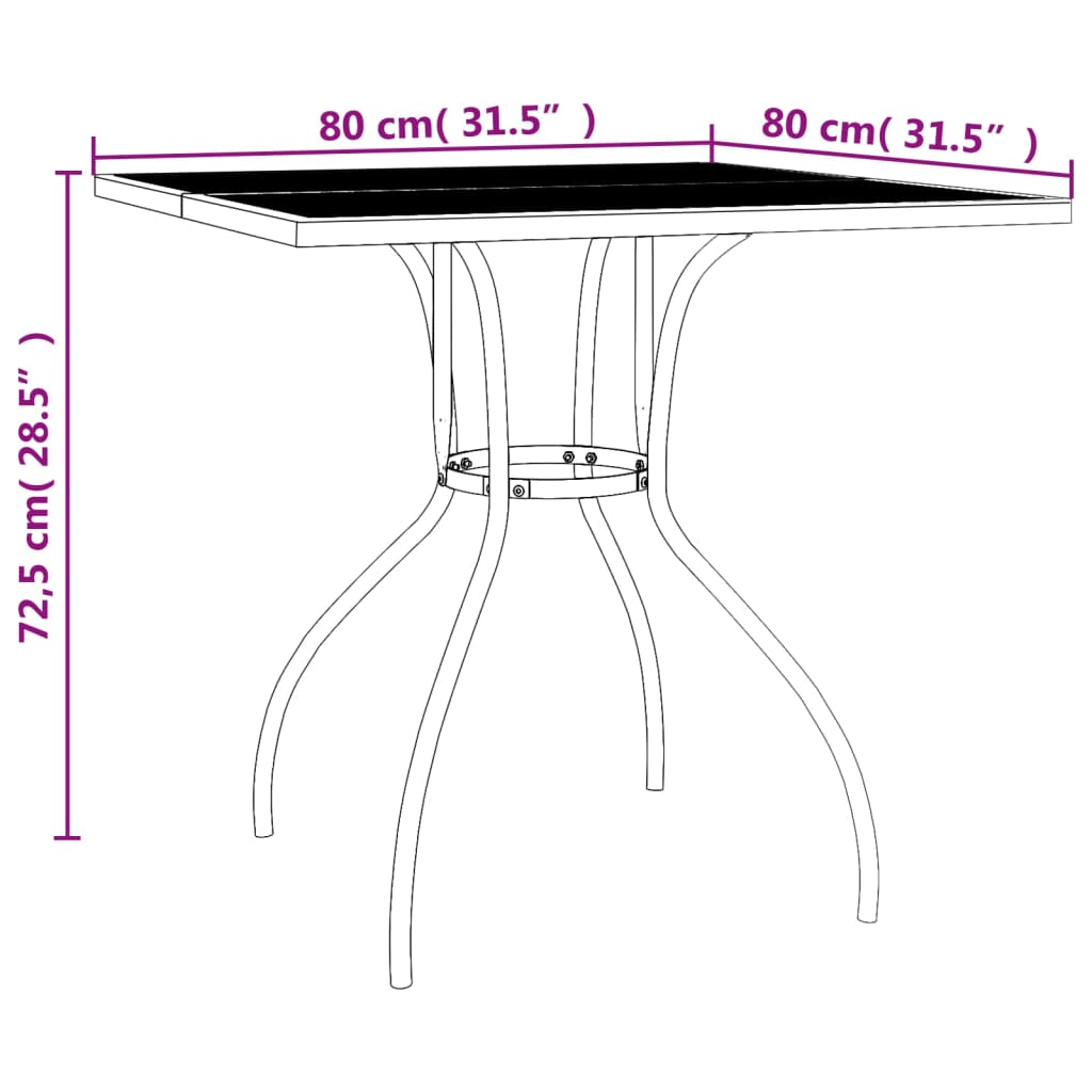 HKH Mesa de Jardim 80x80x72,5 Cm Malha de Aço - Antracite