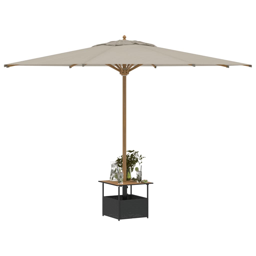 Mesa de Jardín HKH con Agujero para Sombrilla Mimbre Patas Negras