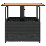 Mesa de Jardín HKH con Agujero para Sombrilla Mimbre Patas Negras