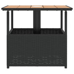 Mesa de Jardín HKH con Agujero para Sombrilla Mimbre Patas Negras