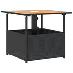 Mesa de Jardín HKH con Agujero para Sombrilla Mimbre Patas Negras