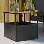 Mesa de Jardín HKH con Agujero para Sombrilla Mimbre Patas Negras