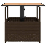 HKH Mesa Jardim C/orifício Guarda-sol 55x55x46,5cm Vime Pe Castanho - Marrom