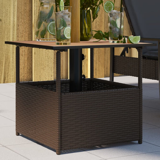 HKH Mesa Jardim C/orifício Guarda-sol 55x55x46,5cm Vime Pe Castanho - Marrom
