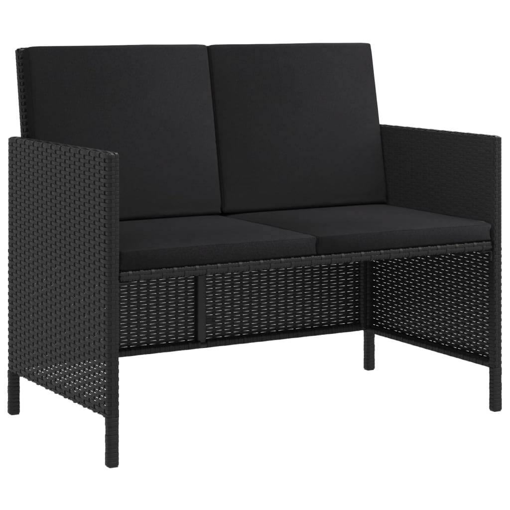 HKH Conjunto de Comedor de Jardín de Ratán de 6 Piezas con Cojines - Negro