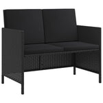 HKH Conjunto de Jantar de Jardim em Vime de 6 peças com Almofadas - Preto