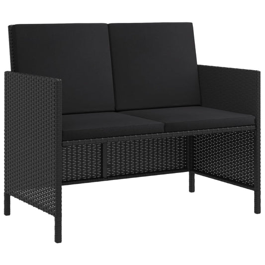HKH Conjunto de Jantar de Jardim em Vime de 6 peças com Almofadas - Preto