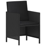 HKH Conjunto de Jantar de Jardim em Vime de 6 peças com Almofadas - Preto