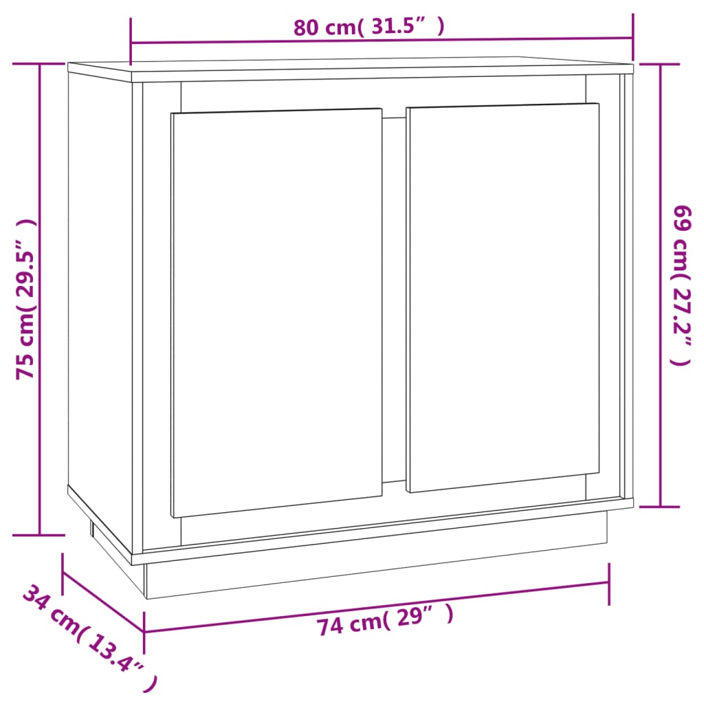 HKH Aparador Clásico en derivados de Madera 80 X 34 X 75 Cm - Blanco