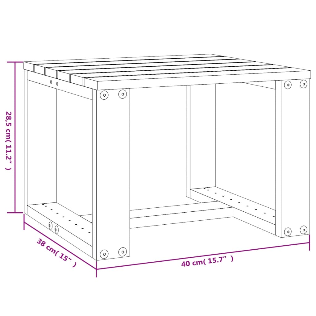 HKH Mesa de Apoio P/ Jardim 40x38x28,5 Cm Madeira de Pinho Maciça - Marrom
