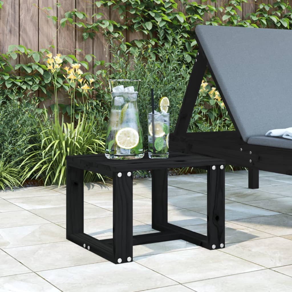 HKH Mesa Auxiliar para Jardín 40x38x28,5 cm Pino Macizo - Negro