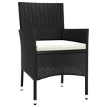HKH 3 Pcs Conjunto Bistrô de Jardim C/ Almofadões Vime Pe - Preto
