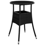 HKH 3 Pcs Conjunto Bistrô de Jardim C/ Almofadões Vime Pe - Preto