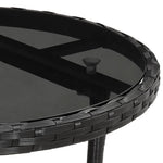 HKH 3 Pcs Conjunto Bistrô de Jardim C/ Almofadões Vime Pe - Preto