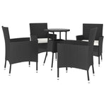 HKH 5 Pcs Conjunto Bistrô de Jardim C/ Almofadões Vime Pe - Preto