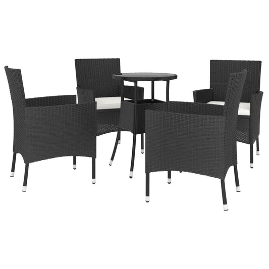HKH 5 Pcs Conjunto Bistrô de Jardim C/ Almofadões Vime Pe - Preto