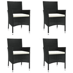 HKH 5 Pcs Conjunto Bistrô de Jardim C/ Almofadões Vime Pe - Preto