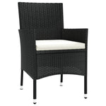 HKH 5 Pcs Conjunto Bistrô de Jardim C/ Almofadões Vime Pe - Preto
