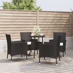 HKH 5 Pcs Conjunto Bistrô de Jardim C/ Almofadões Vime Pe - Preto