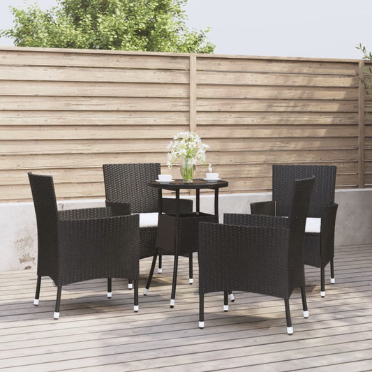 HKH 5 Pcs Conjunto Bistrô de Jardim C/ Almofadões Vime Pe - Preto